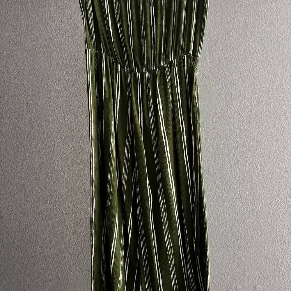 Green and White Striped Jumpsuit